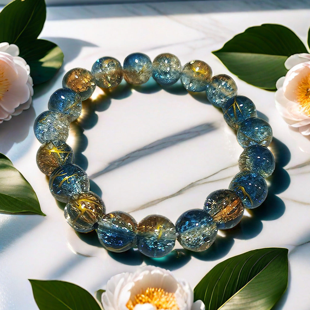 Purple Brushed Floral Beads Female Hand Toy Bracelet