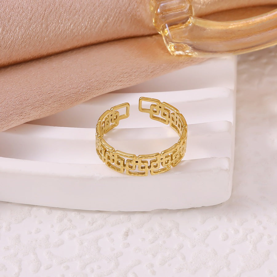 Popular Titanium Steel Female Irregular With Personality Style Simple Ring