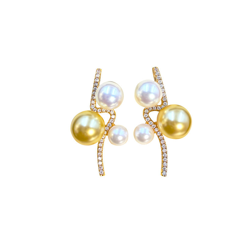 Women's Needle Full Diamond Curve Bubble High-grade Light Luxury Fashionable Earrings