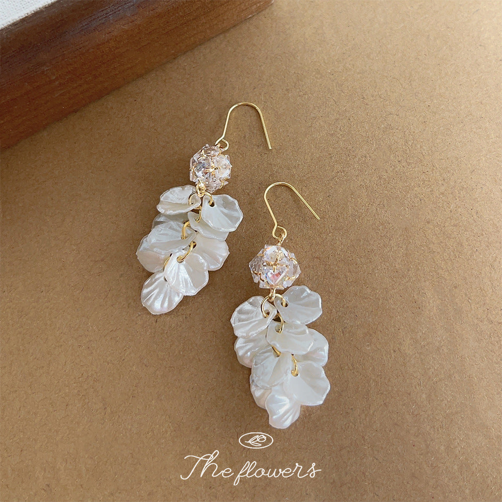 Fairy Long Zircon Tassel Leaf Hand-made Design Sense Earrings