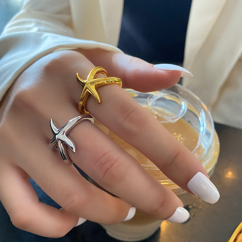 Temperament Small Starfish Female Cold Wind Adjustable Rings