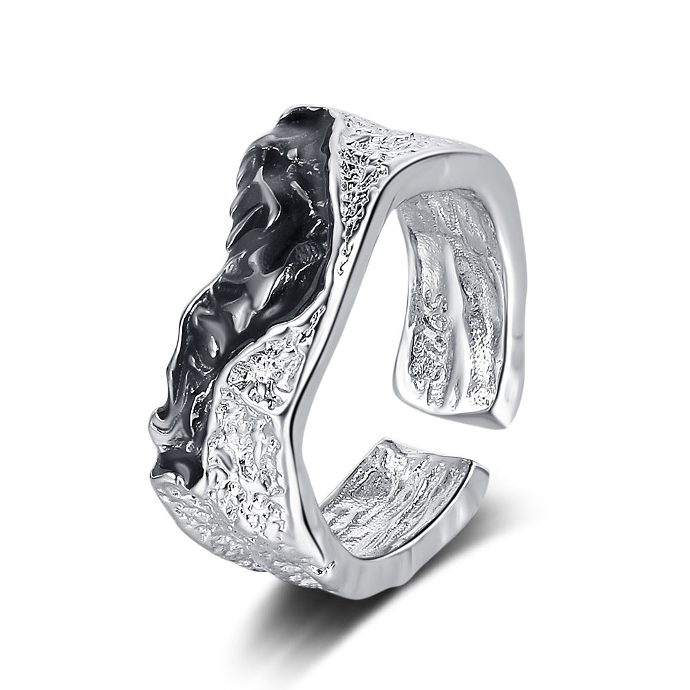Irregular Lava Skin Texture Female Epoxy Two-color Design Rings