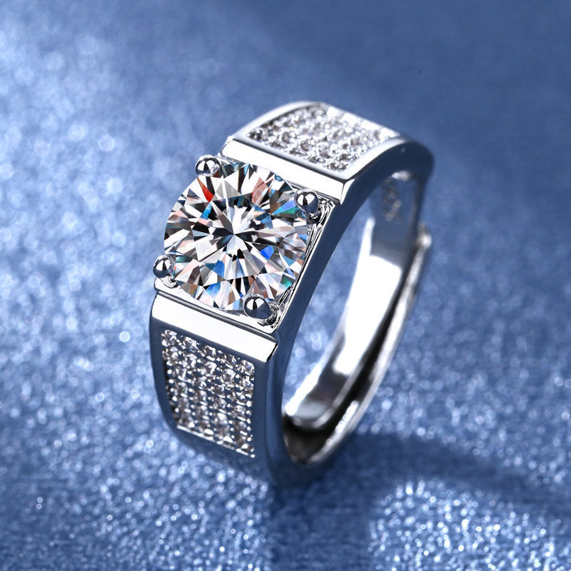 Men's Broadcast Korean Style Elegant Diamond Fashion Open Mouth Ring