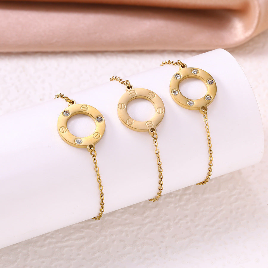 Women's Diamond Round Cake Titanium Steel Light Luxury High-grade Fashion Bracelet
