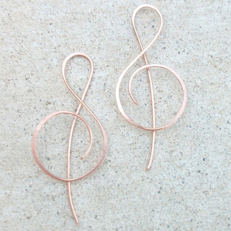 Charming Women's Rose Gold Note Holiday Earrings