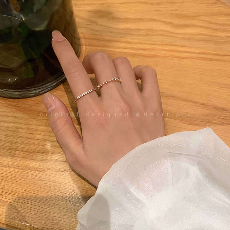 Wall Push Super Sier Simple High Sense Refined Zircon Rings