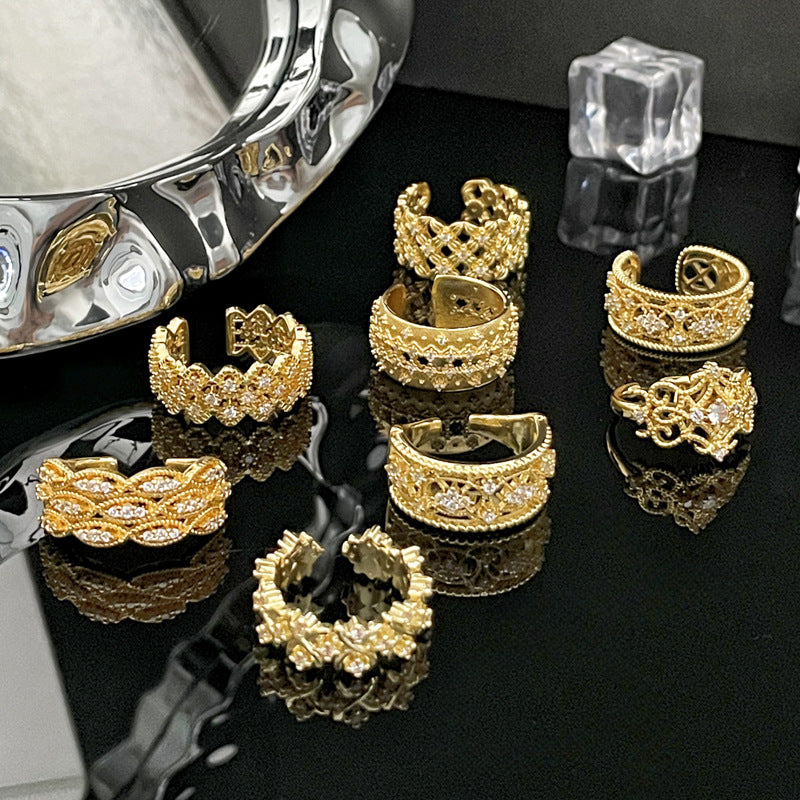 Style Retro Lace Hollow High-grade Open Rings