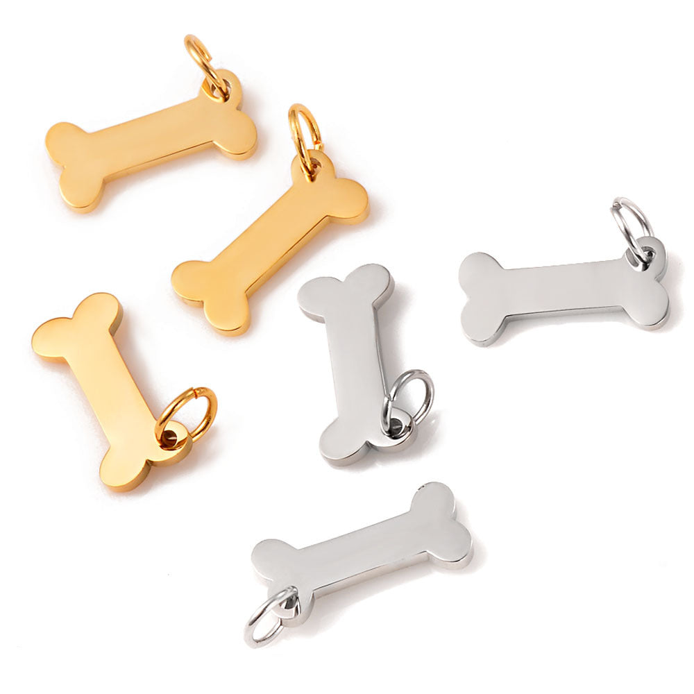 Steel Dog Bone Shape Polished Tag Pendants