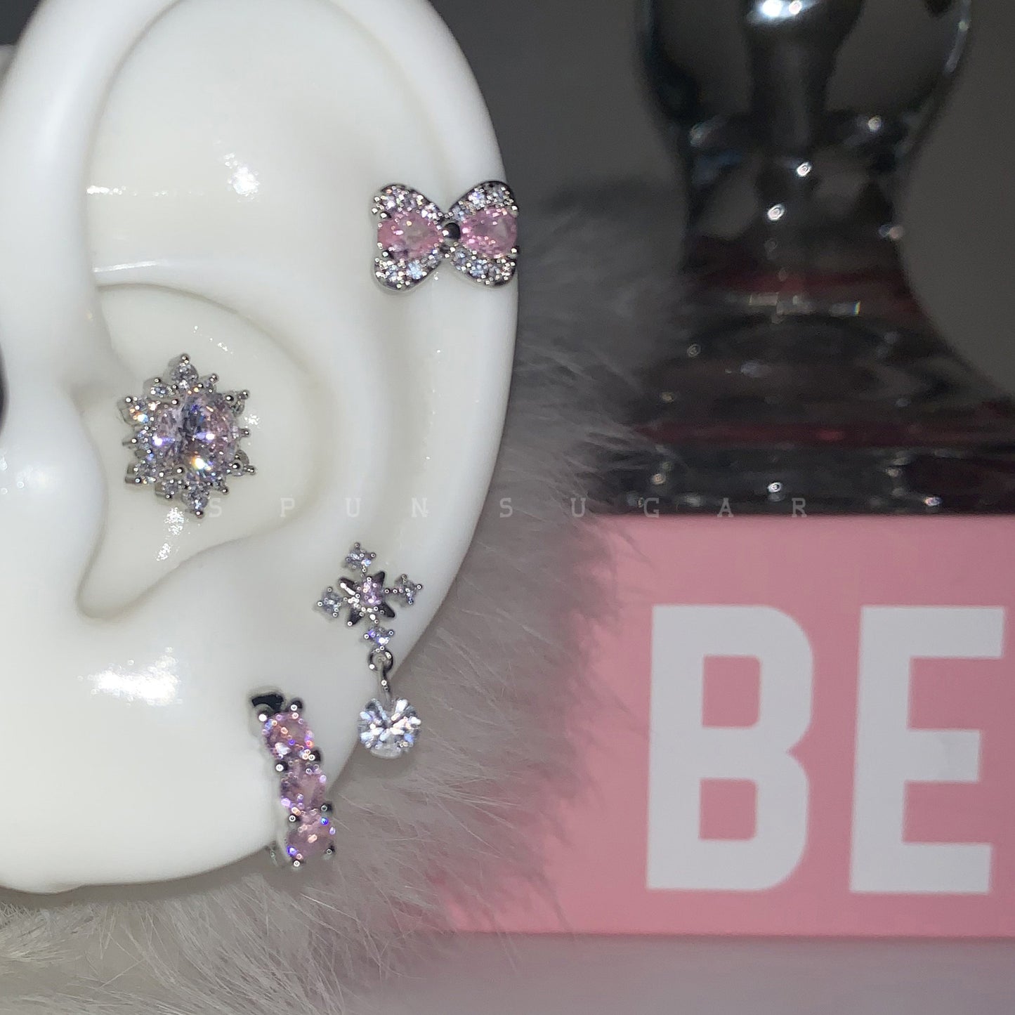 Full Diamond Snowflake Ear Bone Small Stud Earrings