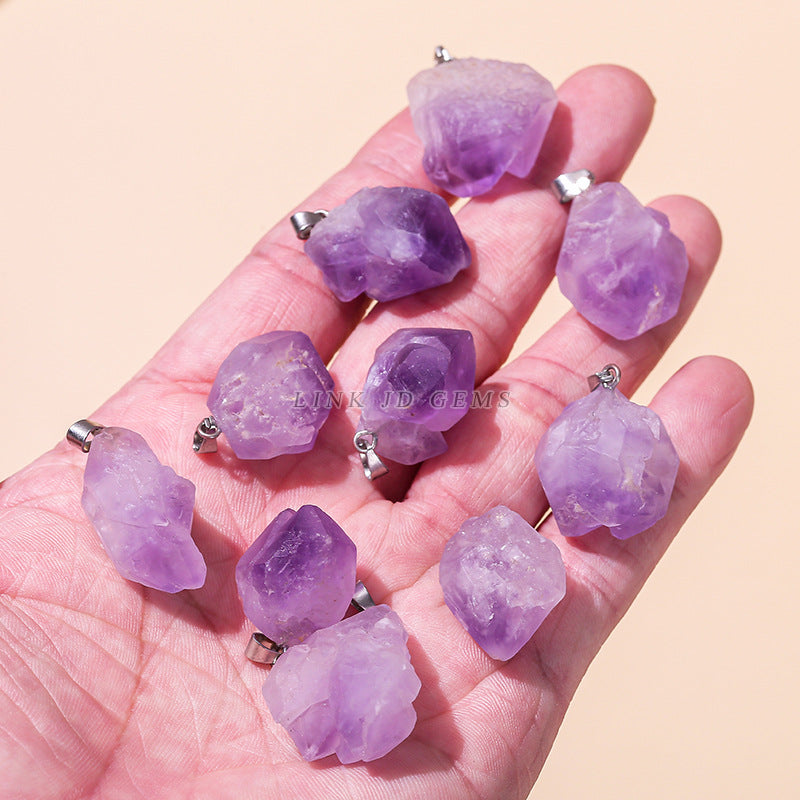 Jewelry Natural Amethyst Flower Rough Stone Pendants