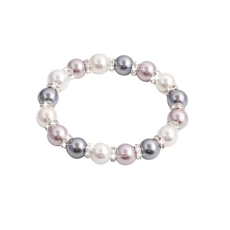 Classy Pink Zebra Hoop Elastic Beaded Bracelet