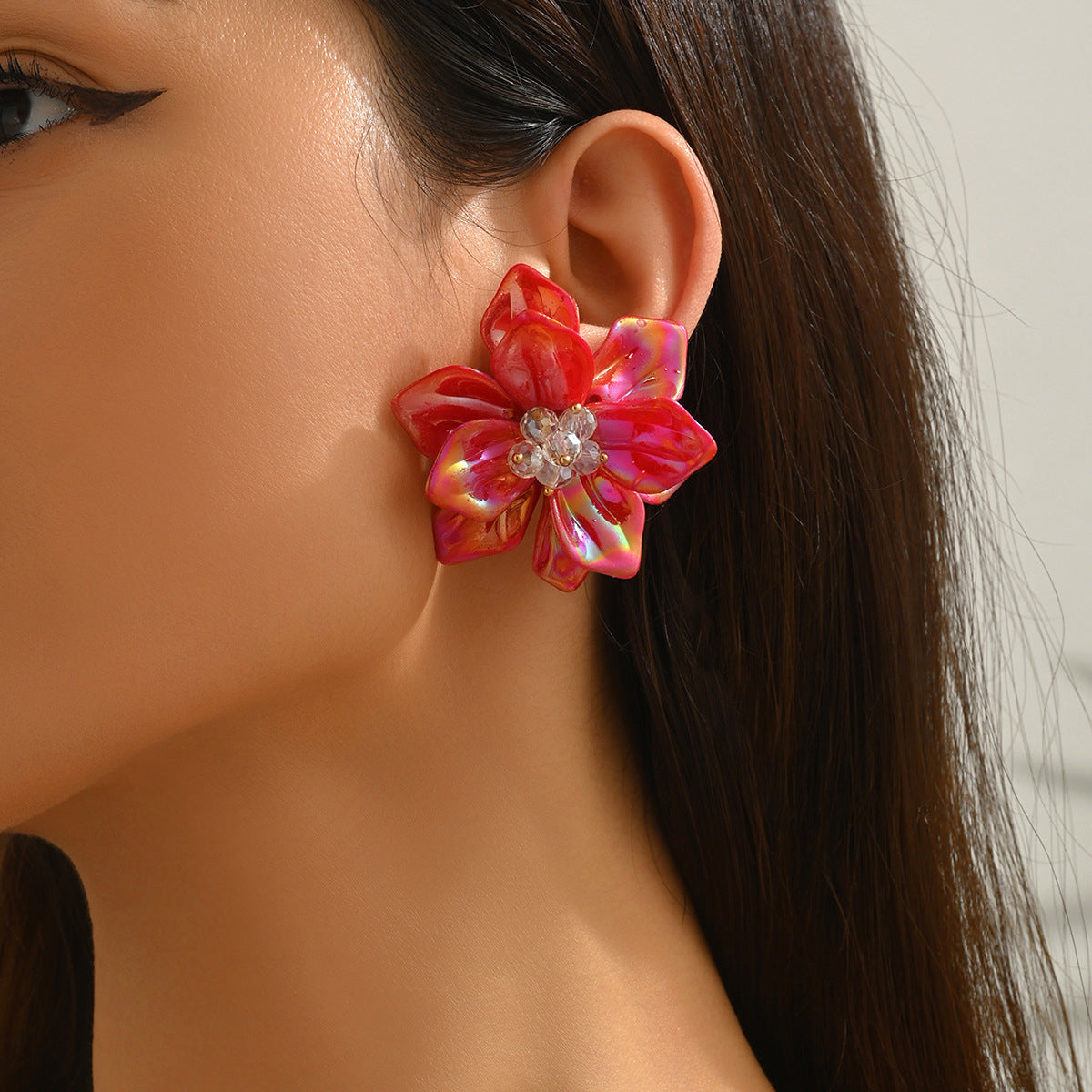 Acrylic Flower Vintage Fashion Exaggerated Handmade Sweet Earrings