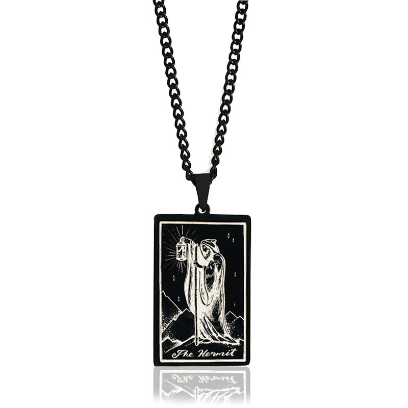 Zhang Tarot Titanium Steel Retro Rectangular Necklaces