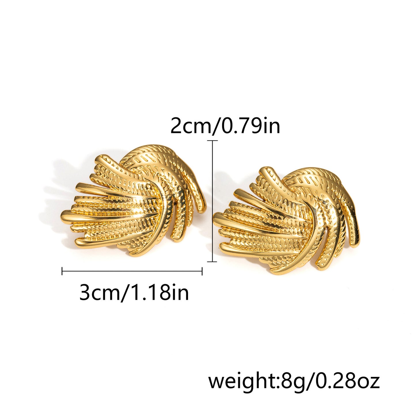 Women's Style Retro Titanium Steel Pleated Texture Vortex Stainless Earrings