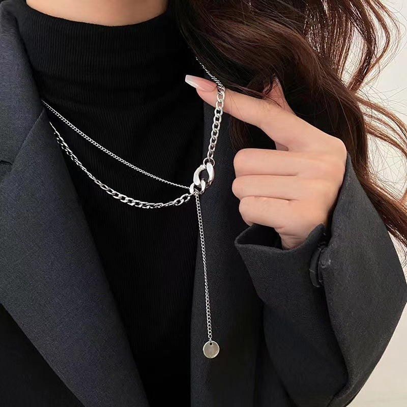 Women's Round Plate Cold Style Long Sweater Chain Hip Hop Fashion Pendants