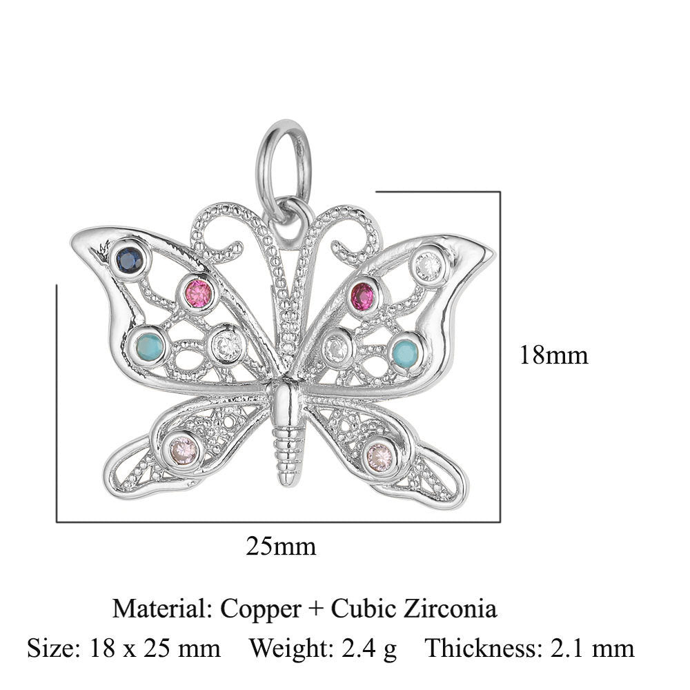 Copper Zircon Ornament Accessories Wind Butterfly Snake Pendants