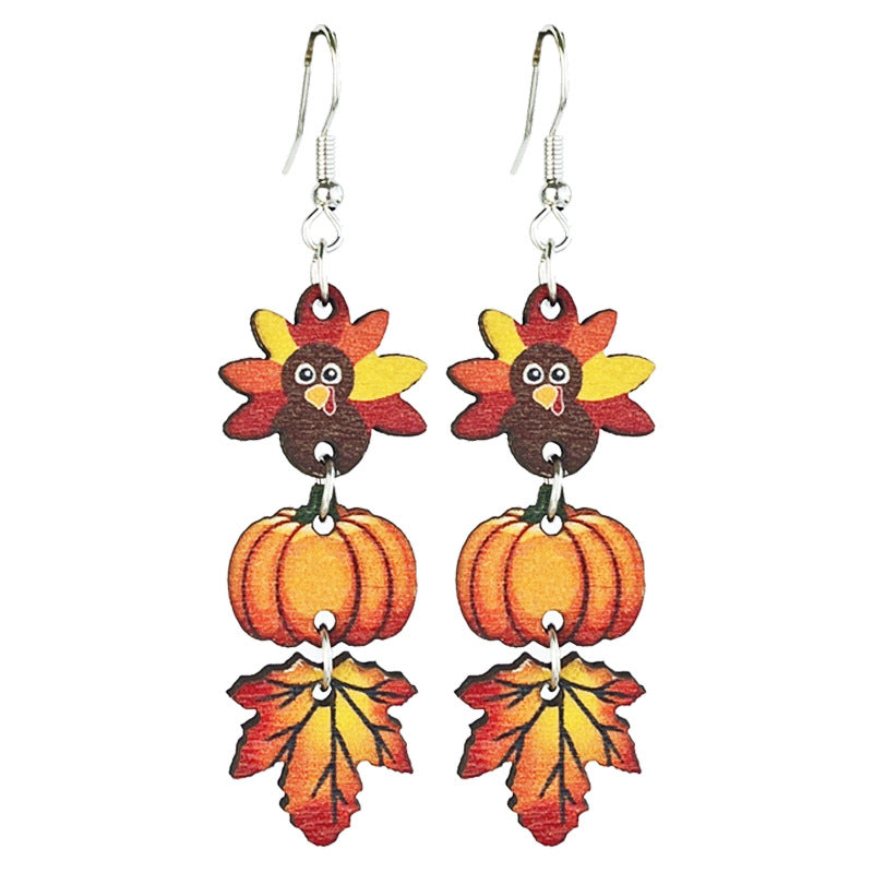 Thanksgiving Wooden Turkey Pumpkin Maple Leaf Rings