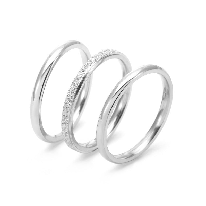 Style Frosted Twin Index Finger Tail Pressed Sand Titanium Rings