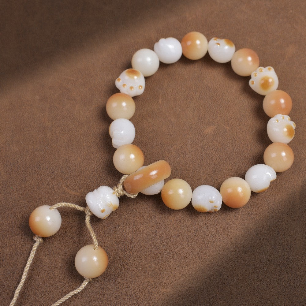 Men's Natural Bodhi Carving Cat's Paw Female Hand Toy Bracelet