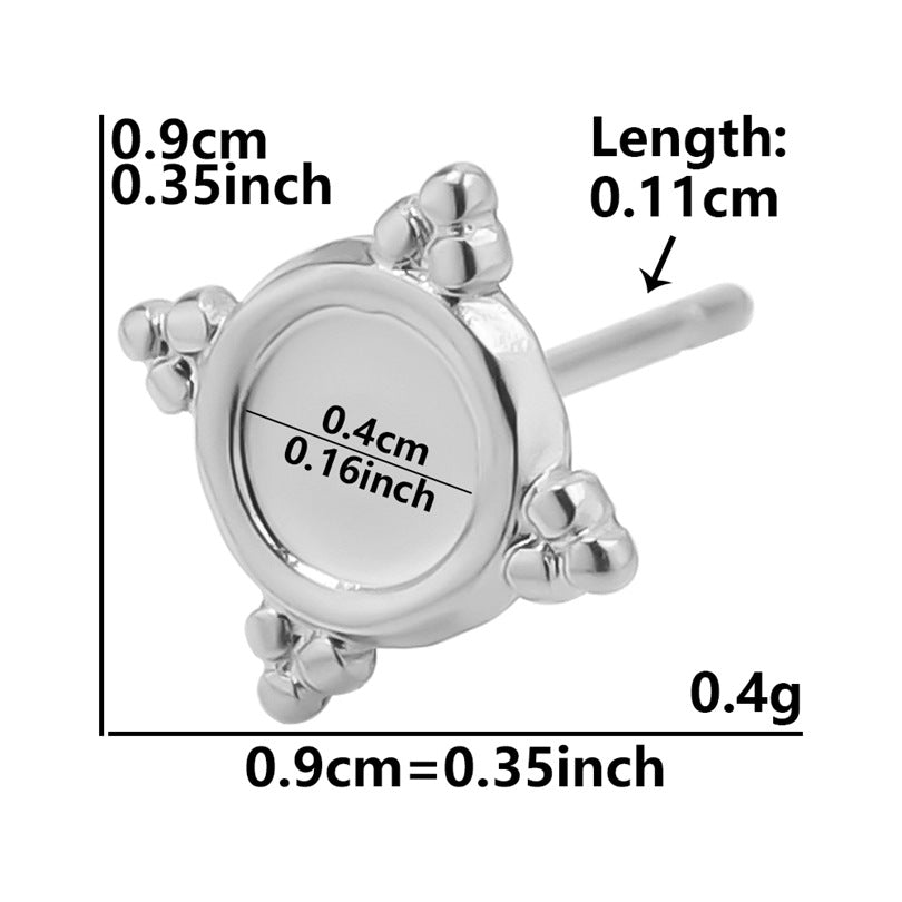 Stainless Steel Round Base Support Titanium Piercing Ear Clip Stud Earrings