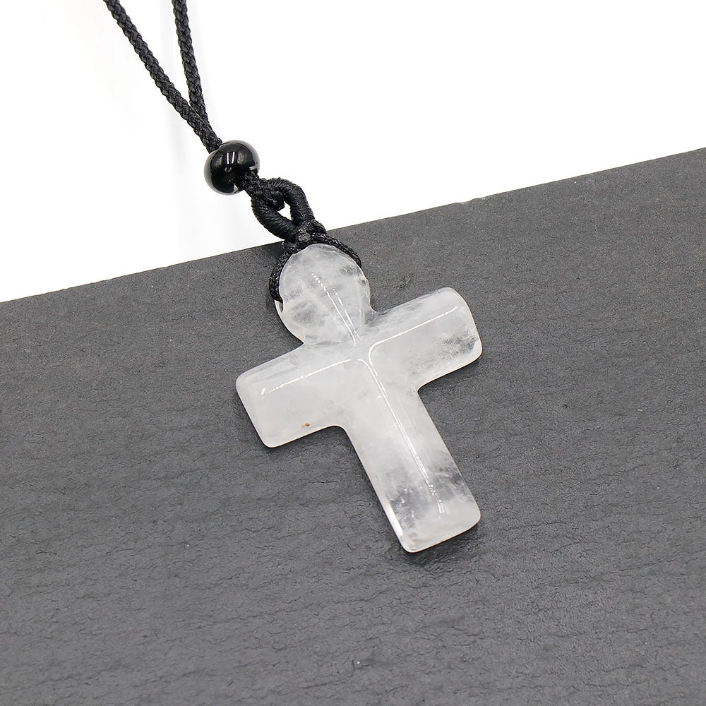 Natural Crystal Thanksgiving Gift Agate Woven Stone Cross Pendants