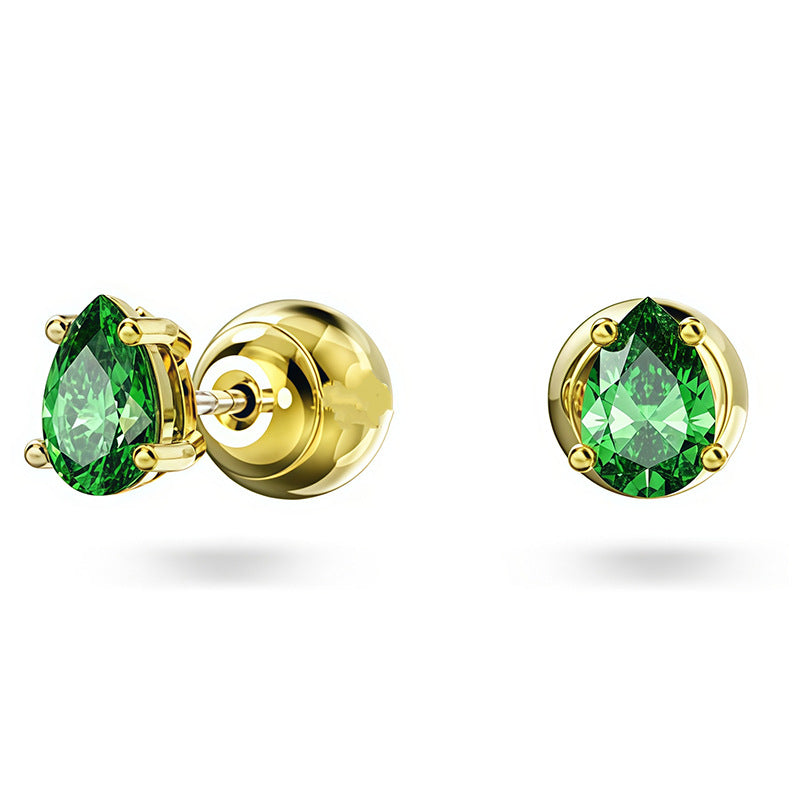 Austrian Crystal Thick Gold Plated Double-sided Rotating Earrings