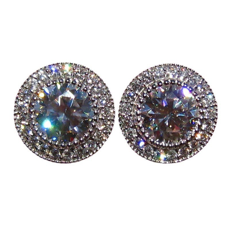 Inlaid Super Shiny Round Zircon Full-jeweled Stud Earrings