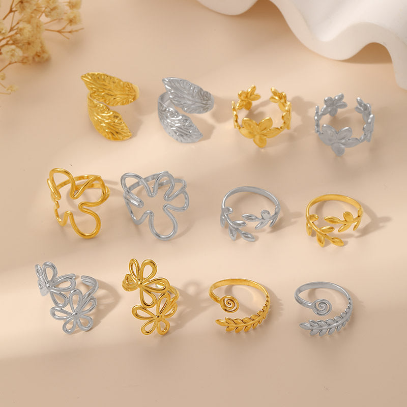 Women's Irregular Concave Convex Hammer Pattern Shaped Design Rings