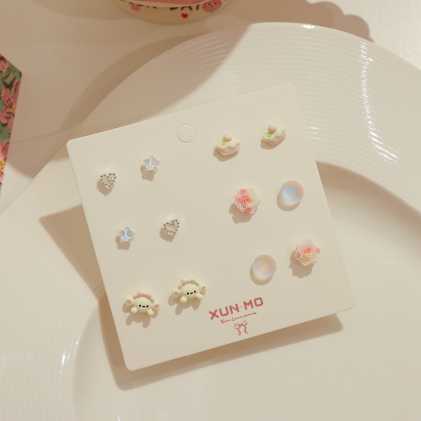 Compact Sier Combination Cute Wild Stall Stud Earrings