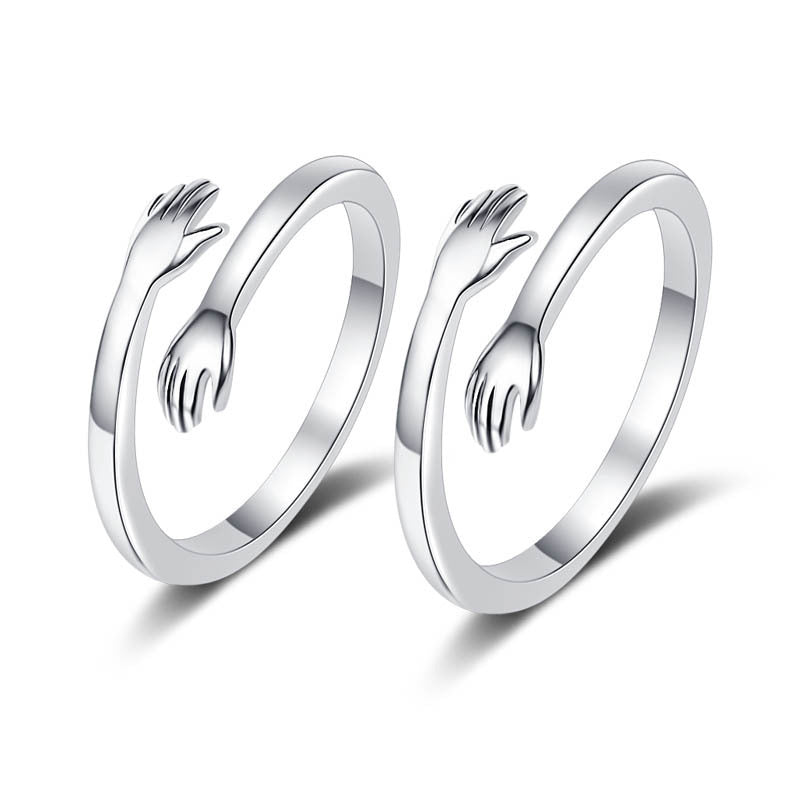 Women's & Men's Style Love Hug Couple Open-end Pair Of Simple Rings