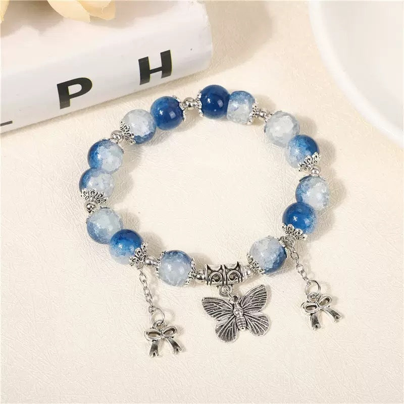 Mori Style Star Sea Antique Sier Butterfly Beaded Bracelets