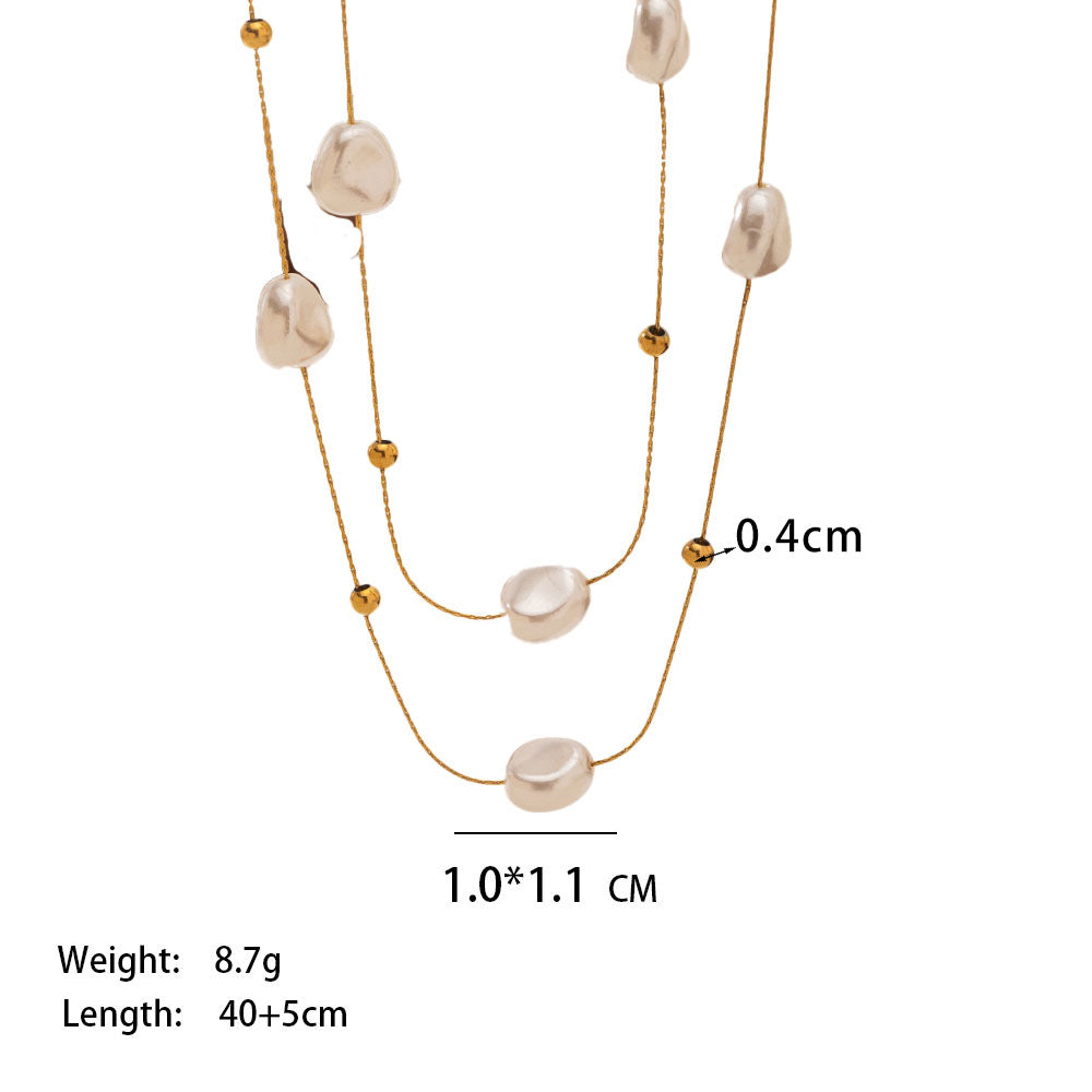 Women's Style Retro Baroque Short Pearl Double Layered Wear Light Luxury Necklaces