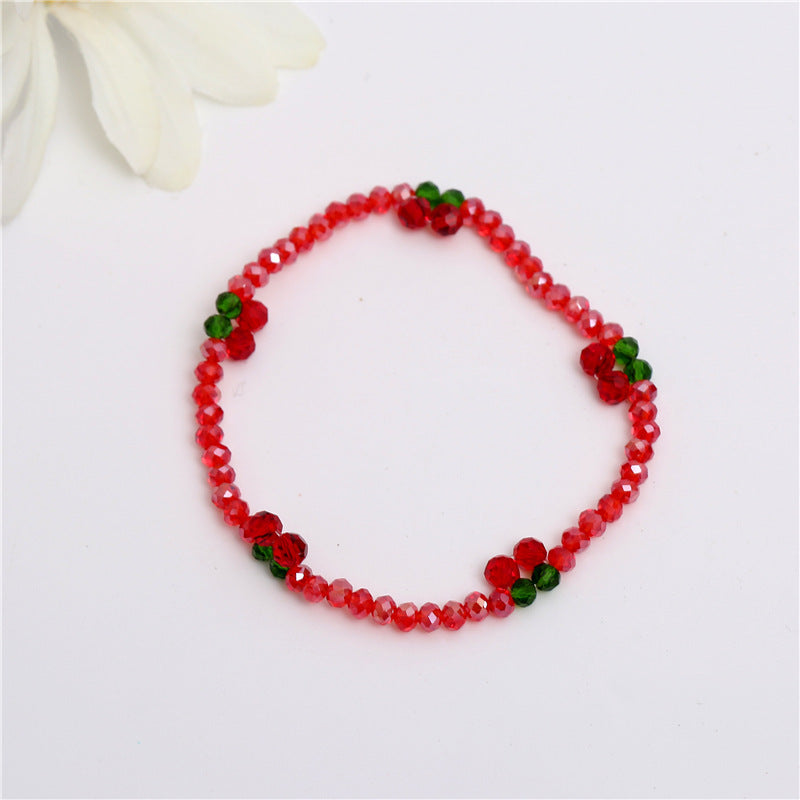 Crystal Cherry Female Korean Style Hand-woven Bracelet