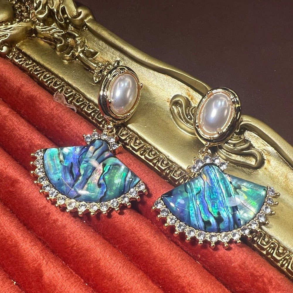 Women's Abalone Shell Series Gold Plated Environmental Protection Fashion French High-grade Earrings