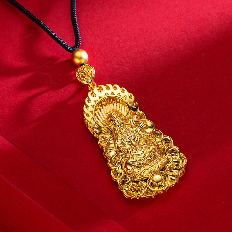 Women's & Men's Gold-plated Avalokitesvara Gold Version Fire Big Pendants