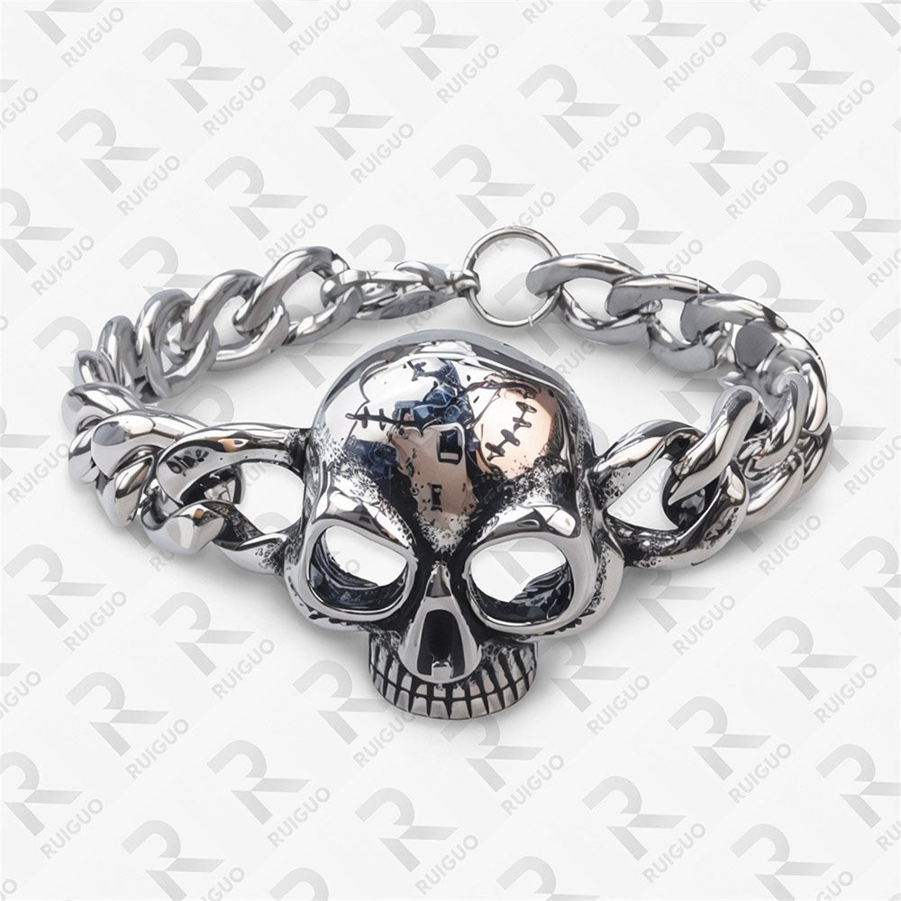 Men's Celtic Knot Skull Stainless Steel Cuban Cross Punk Retro Bracelets