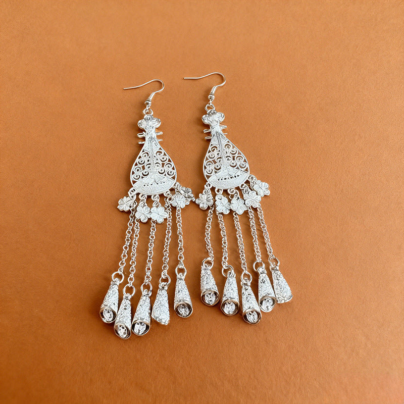 Women's Minority Style Tassel Long Miao Sier Eardrops Earrings