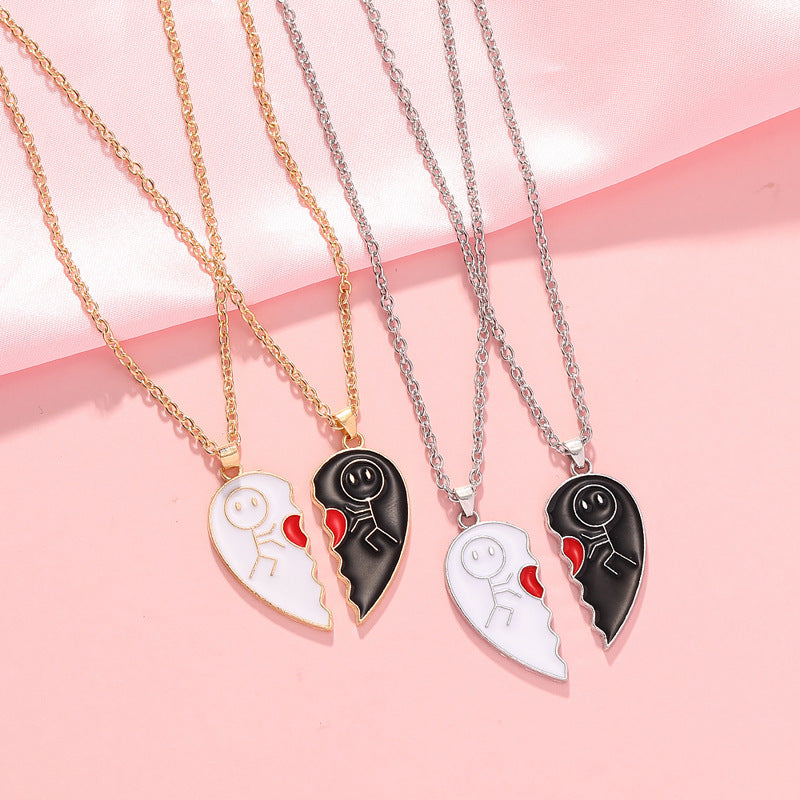 Personalized Stickman Love Couple Fashion Heart-shaped Necklaces