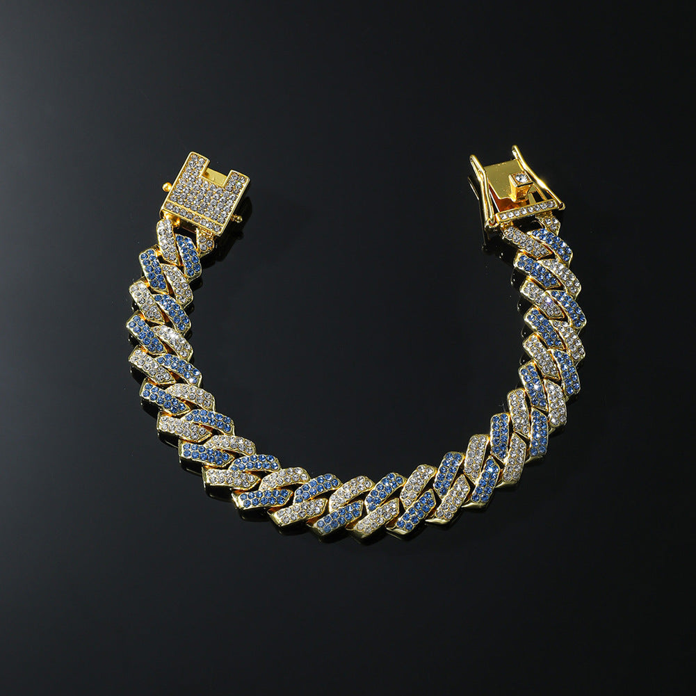 Women's & Men's Hop Style Cuban Link Chain Full Diamond Double Bracelet