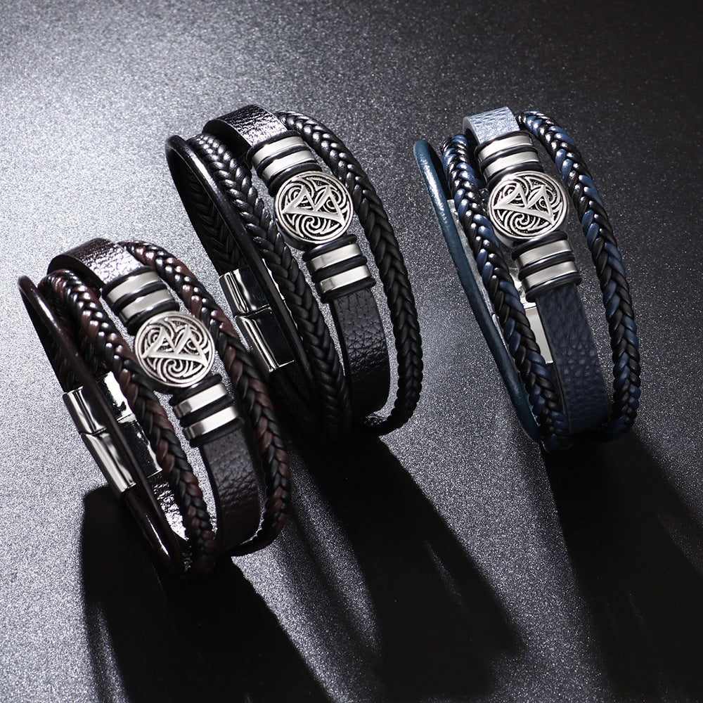 Men's Man Personality Wild Woven Leather Scripture Bracelet