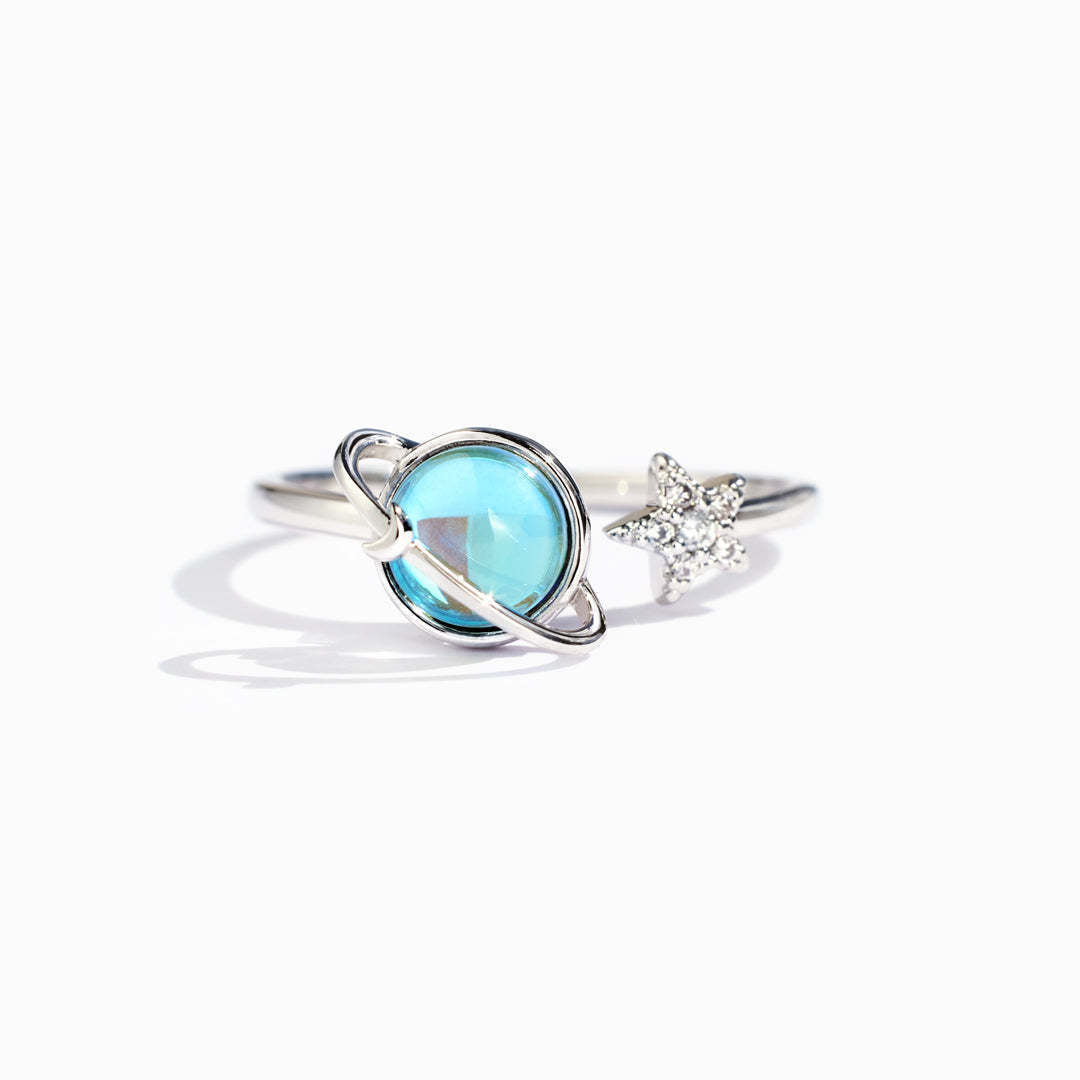 Happy Planet Moonstone Spinning Female High Sense Fashion Personality Index Rings