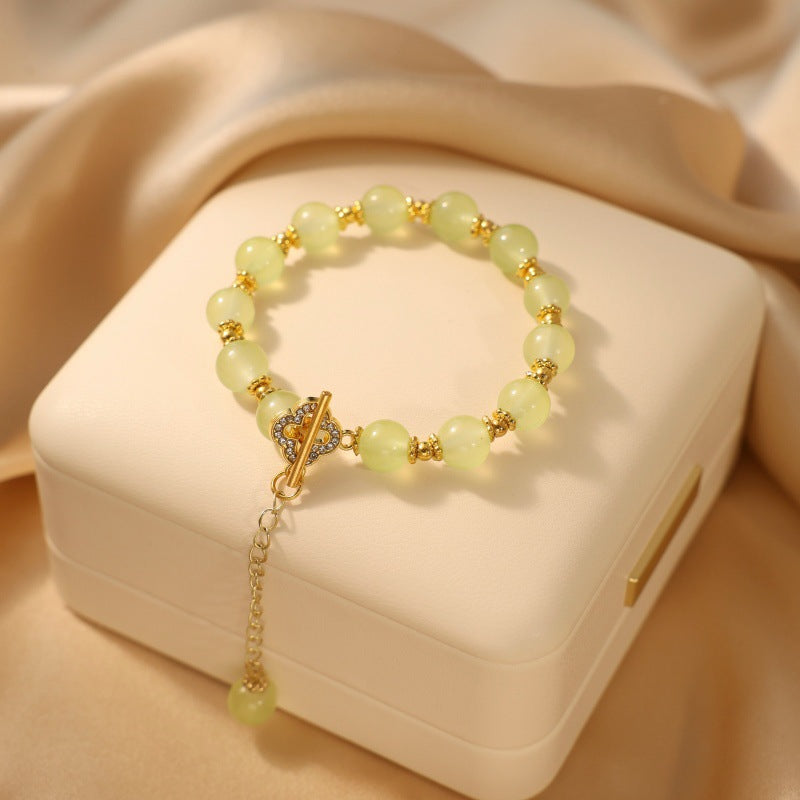 Women's & Men's Fresh Imitation Crystal Bead Good-looking Tassel Woven Hand Strap Bracelets