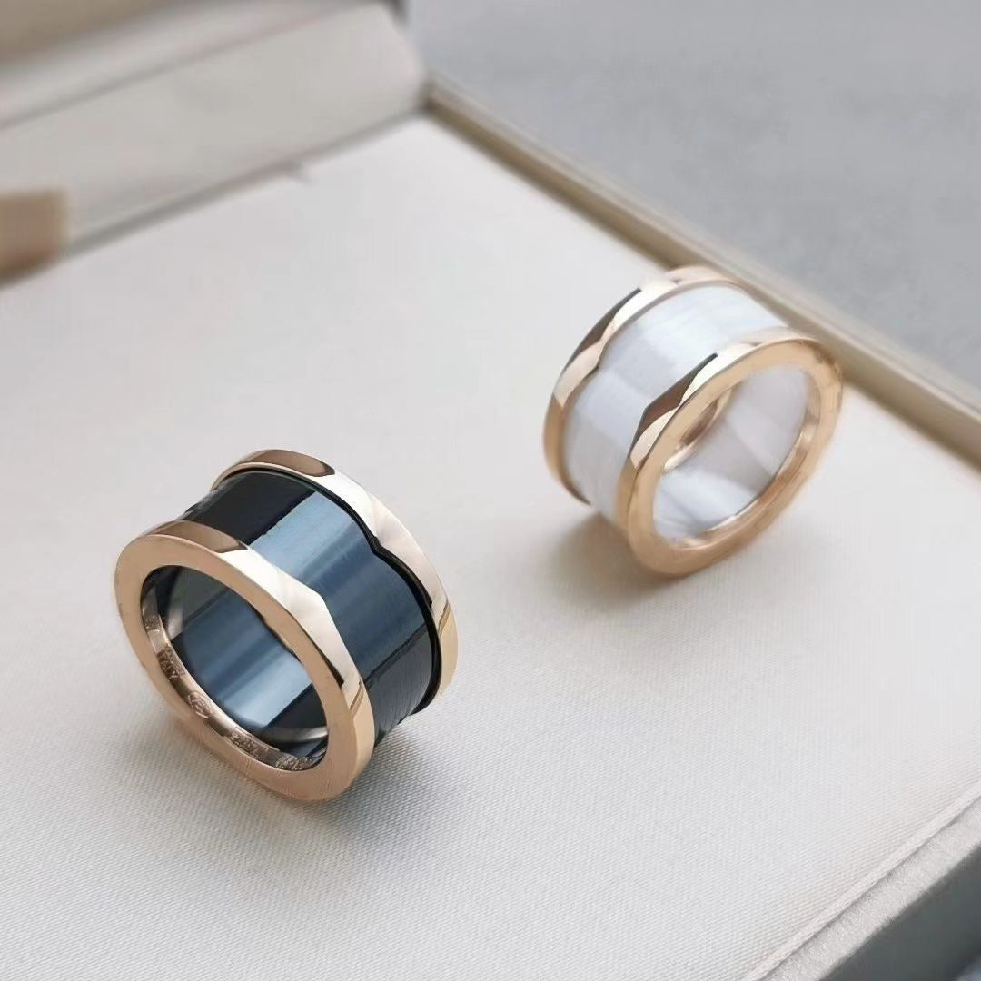 Little Celebrity Black Ceramics Spring Couple Fashion Narrow Version Rings