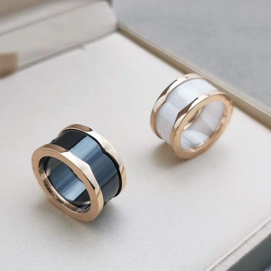 Little Celebrity Black Ceramics Spring Couple Fashion Narrow Version Rings