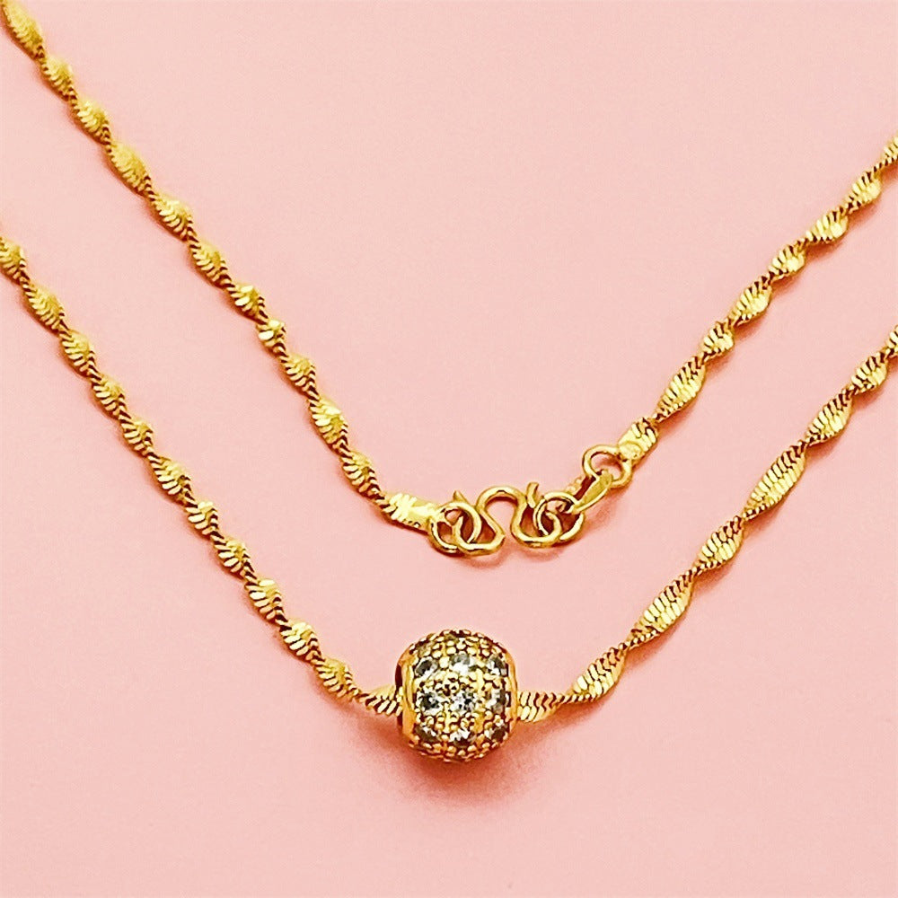 Women's Gold-plated Gold Vacuum Plating Lucky Beads Necklaces