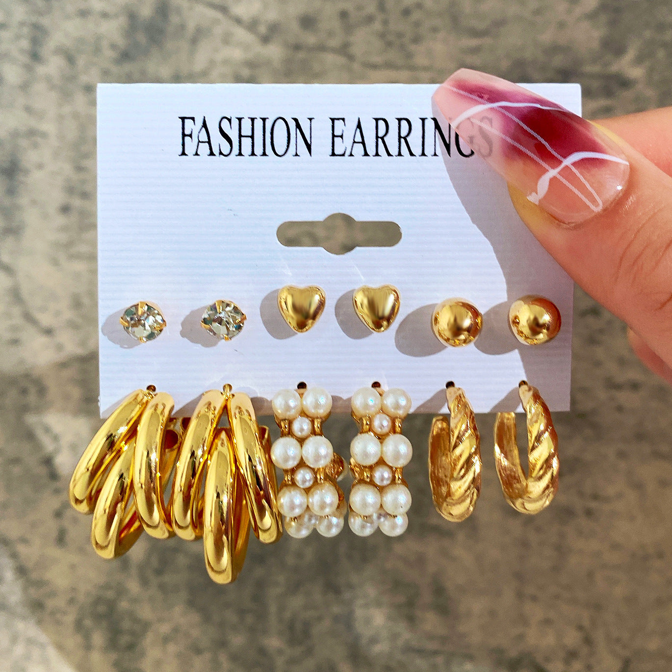 Ear Square Geometric Vintage Pearl Hepburn Style Earrings