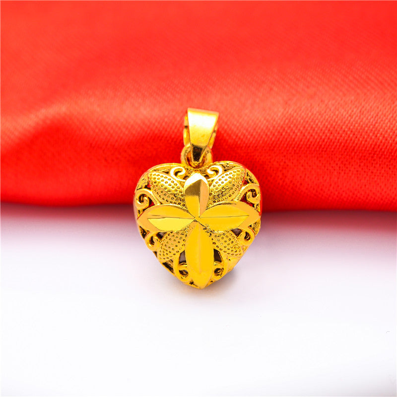 Women's Brass Gold Plated Alluvial Small Love Pendants