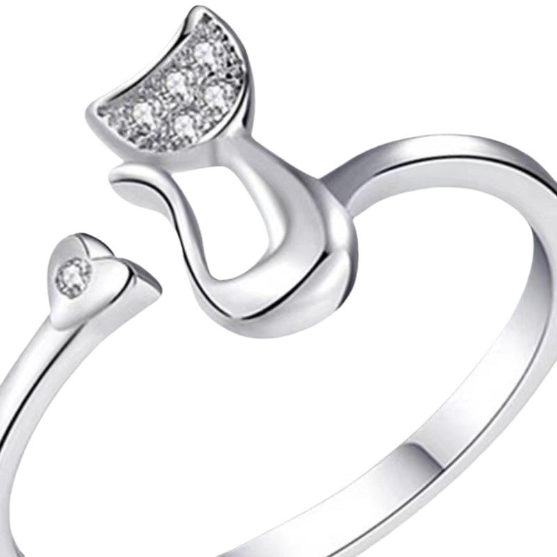 Korean Style Cute Cat Tail Open Adjustable Female Trendy Cool Rings
