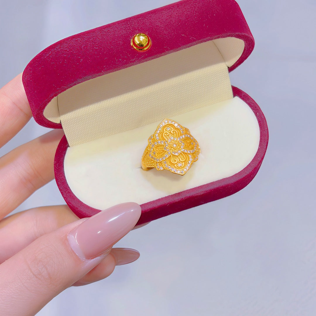 Women's Alluvial Gold Retro Affordable Luxury Design Brass Plated Fashion Ring