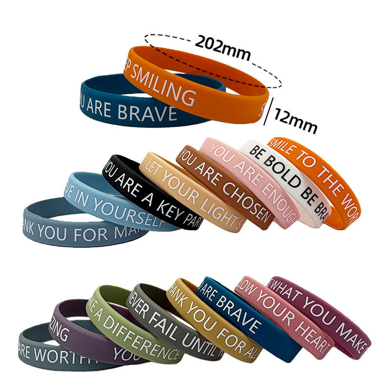 Inspirational English Slogan Silicone Positive Energy Bracelet